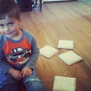 Jake at home with the carpet