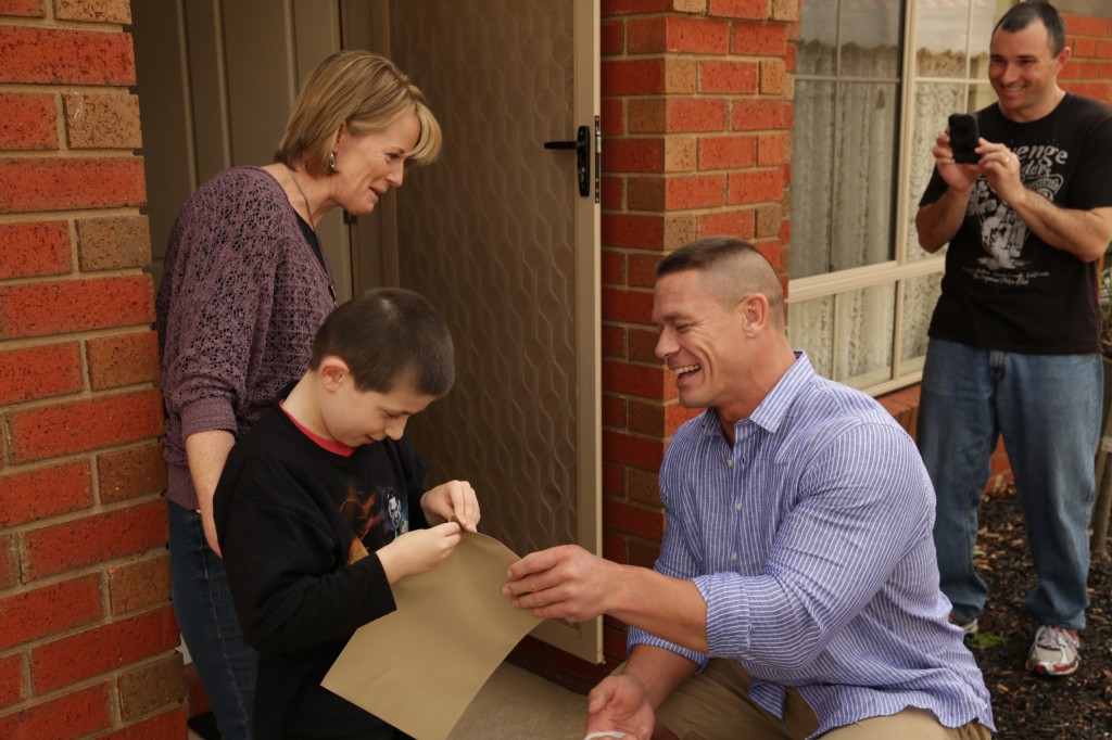 John Cena at the home of a fan in Melbourne