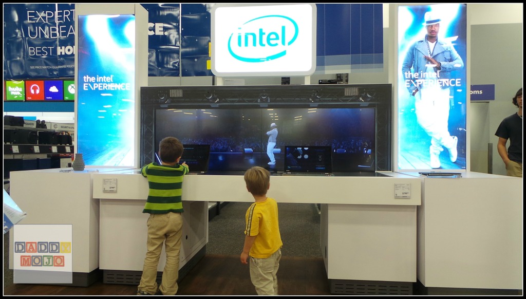 DJ toddler mixing the beats at Best Buy, the Intel Experience