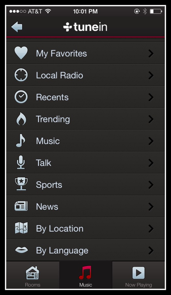 TuneIn App and their selection