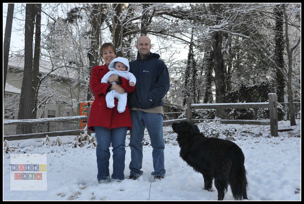 Abby in the snow, never leaving the kids