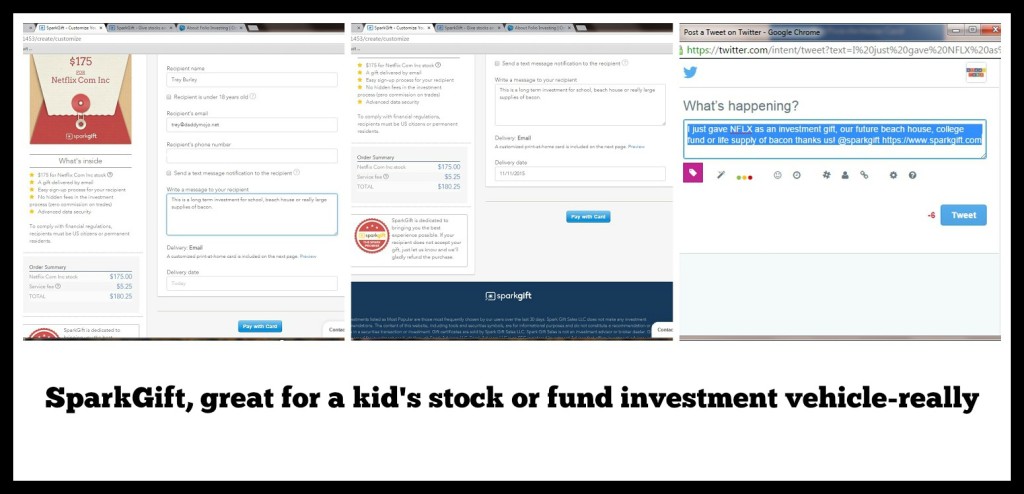 SparkGift, fractional share investing-great for kids, really