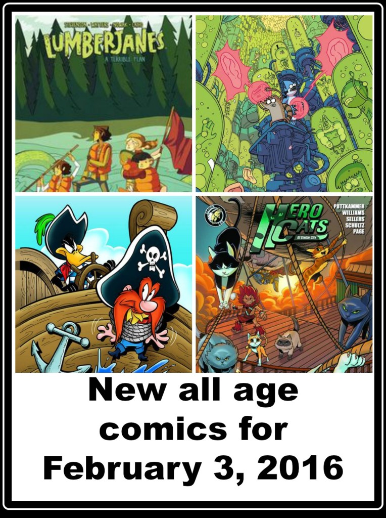  All age comics, regular show, looney tunes, hero cats, doctor who, lumberjanes, free comic book day