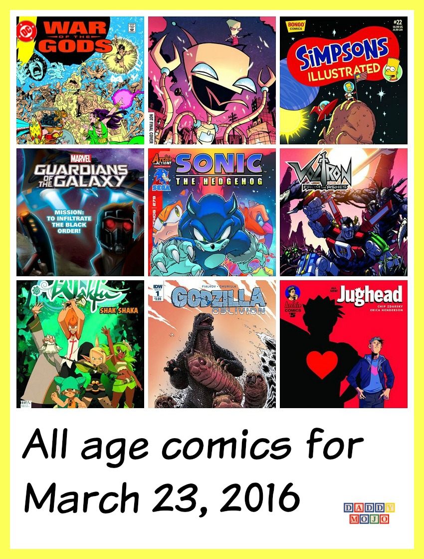 All age comics, humor, science fiction, superheroes, jughead, Simpsons, Star Wars, super angry birds, guardians of the galaxy, Risk, doctor Who, Godzilla