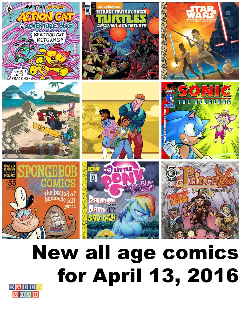 All age comics, comics, action cat, star wars, spongebob, lumberjanes, Princeless