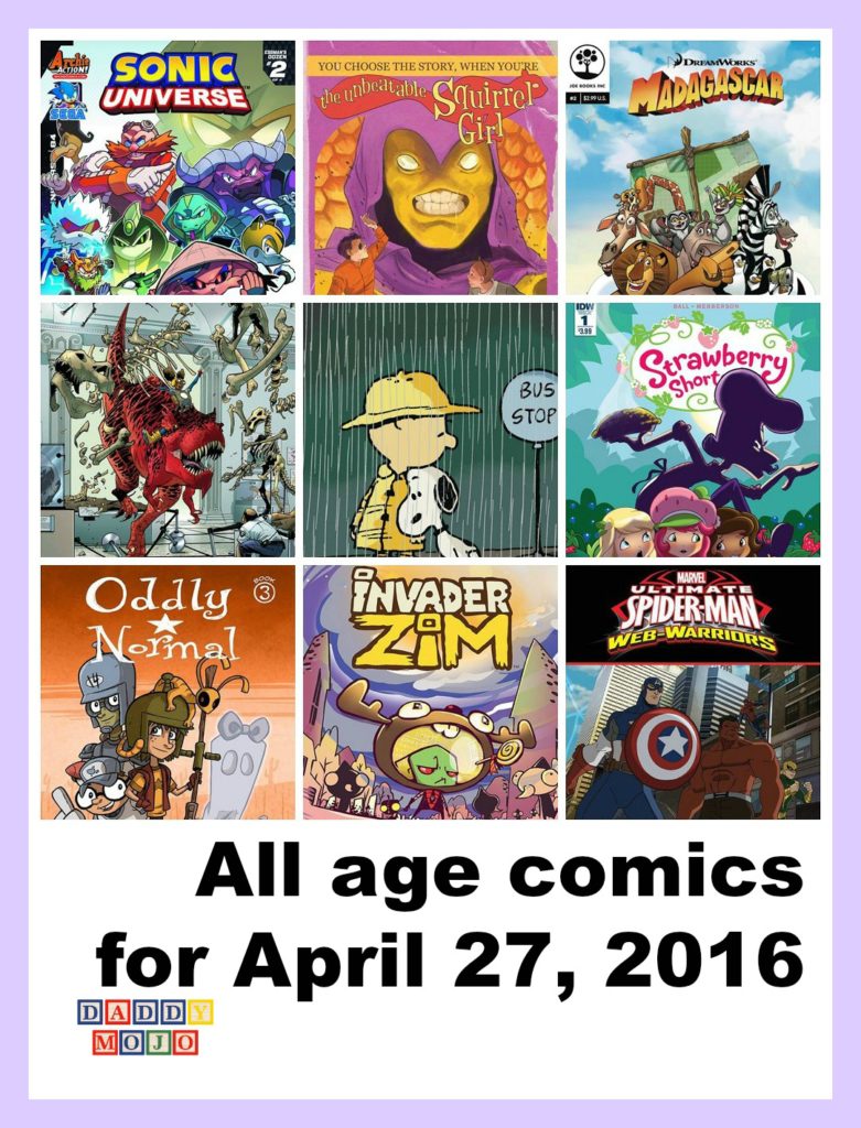 All age comics, Free comic book day, young reader, spidey, marvel, peanuts, Madagascar, doctor who, Disney, invader zim, strawberry shortcake