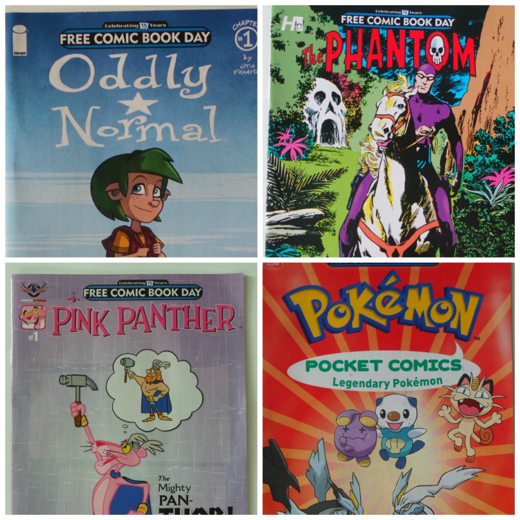 Oddly normal, FCBD, free comic book day, the phantom, pink panther, pokemon