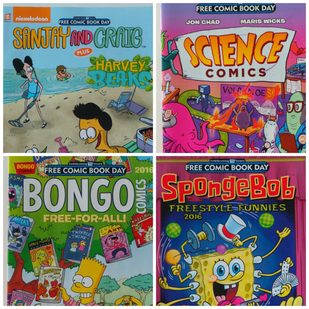 sanjay and craig, science comics, bongo, the simpsons, spongebob comics