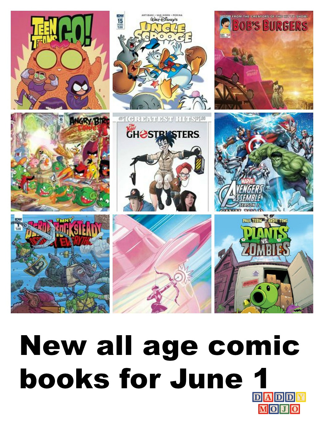 Ghostbusters, power rangers, penguins, uncle scrooge, regular show, all age comic books, comic books, dc comics, summer vacation