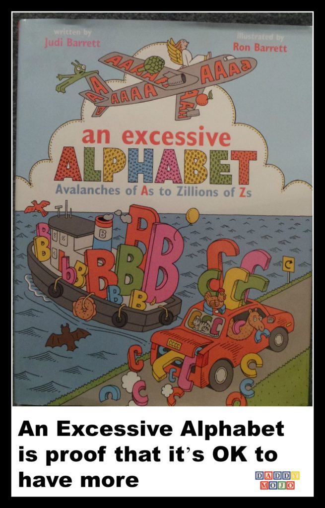 An excessive Alphabet, alphabet book, a b c’s, young reader, kidlit, cloudy with a chance of meatballs 