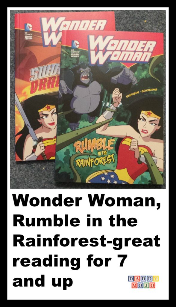 Wonder woman, young reader, gorilla grodd, sword of the dragon, rumble in the jungle. 