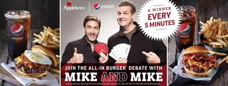 Mike & Mike show, applebee’s, bacon, all-in burgers, ESPN, hamburger