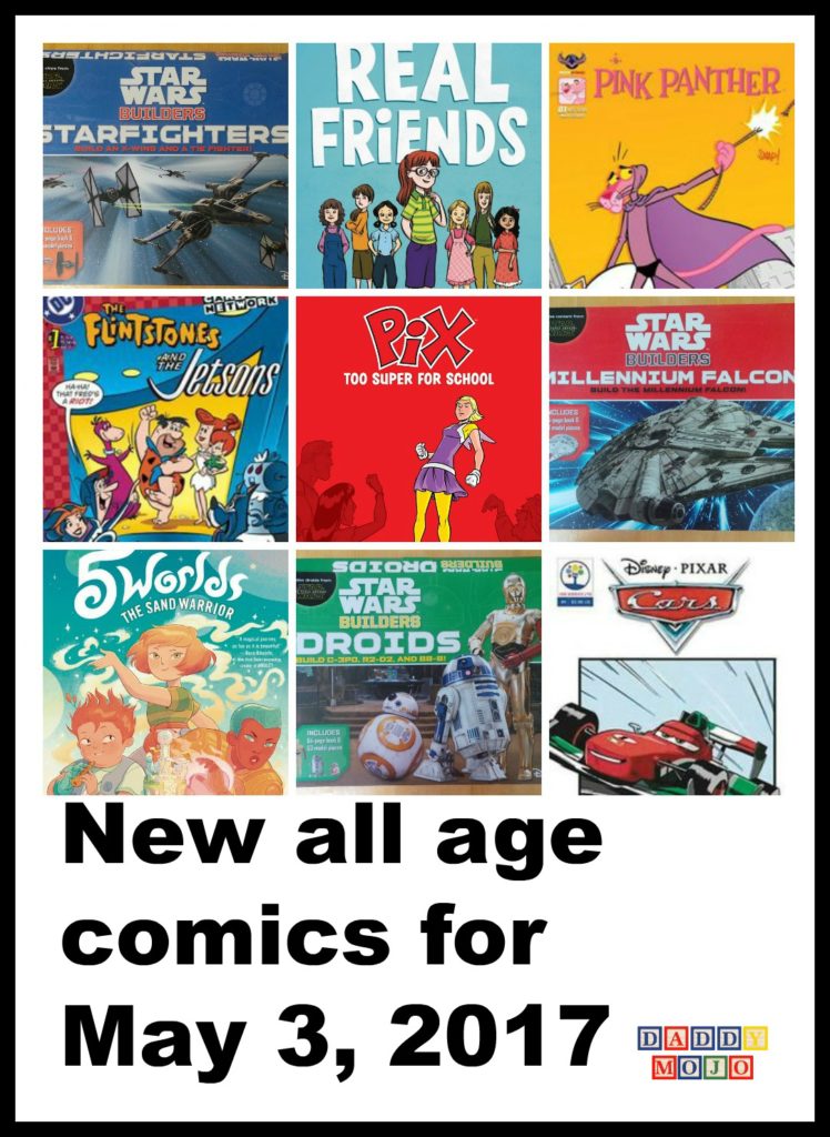 Graphic novel, all age comics, comic books, free comic book day, new comic book day, Pix, pink panther, the pink panther super special, super narwhal, super narwhal and jelly jolt, real friends, Shannon hale, 5 worlds, 5 worlds the sand warrior, 