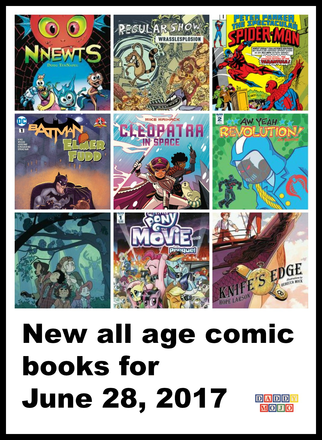 Spider-man, Cleopatra in space, mike maihack, true belivers, MLP, My little pony, MLP movie prequel, lumberjanes, comic books, all age comic books, archie, comic book store locator