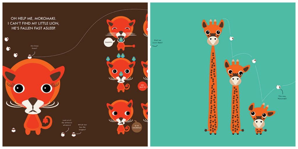 Moko-Maki is a graphic design/kawaii, find-it book for pre-k and up