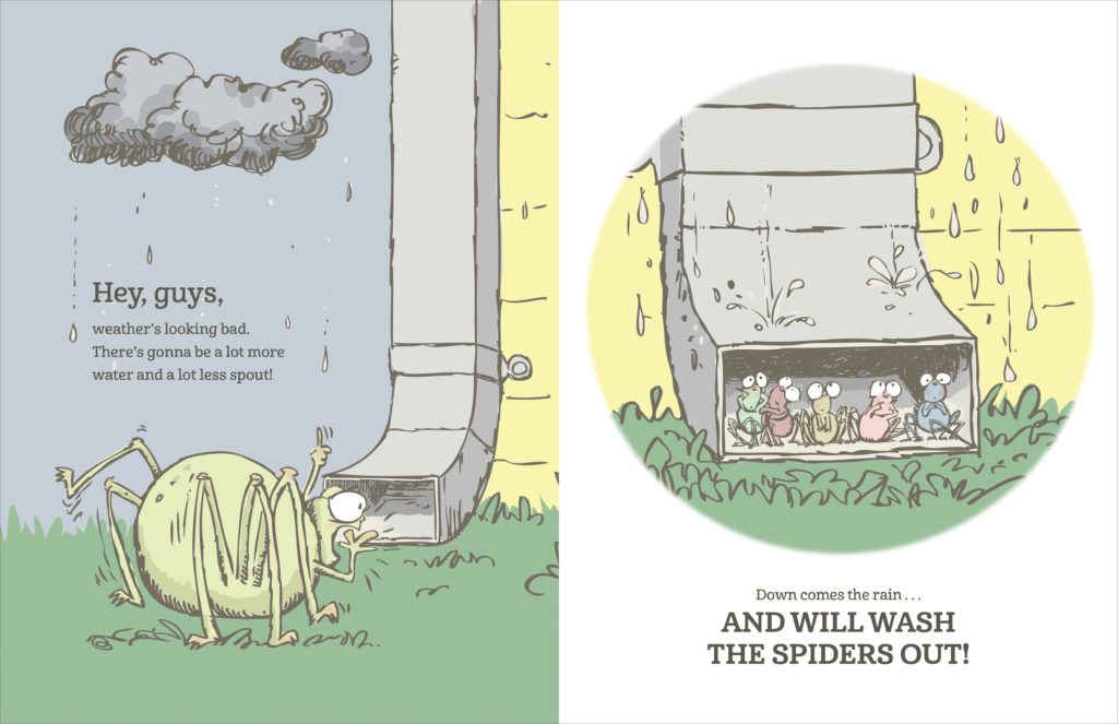 The hugely-wugely spider, the hugely wugely spider, ethan t berlin, karl newsom Edwards, itsy bitsy spider, the itsy bitsy spider, kidlit, childrens book, 