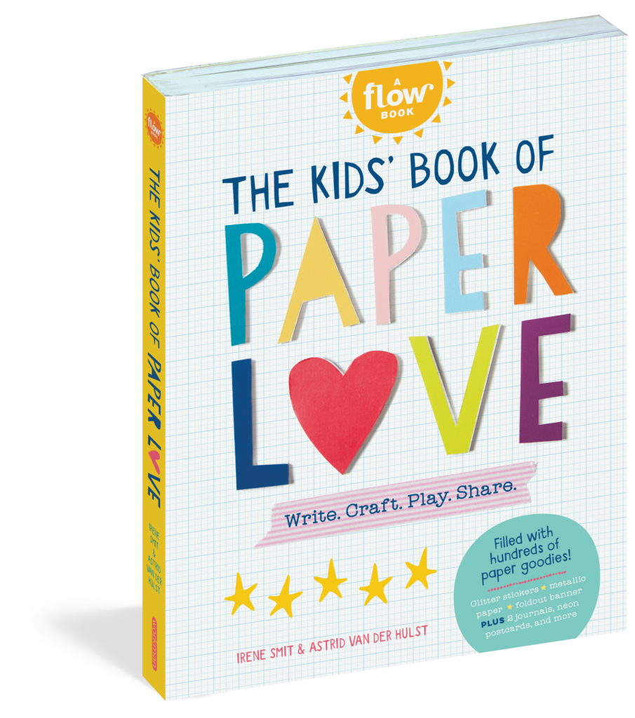 The Kids’ Book of Paper Love is a well-made craft and play book, meant to be used, ripped, written in and cut for girls 10-14. 