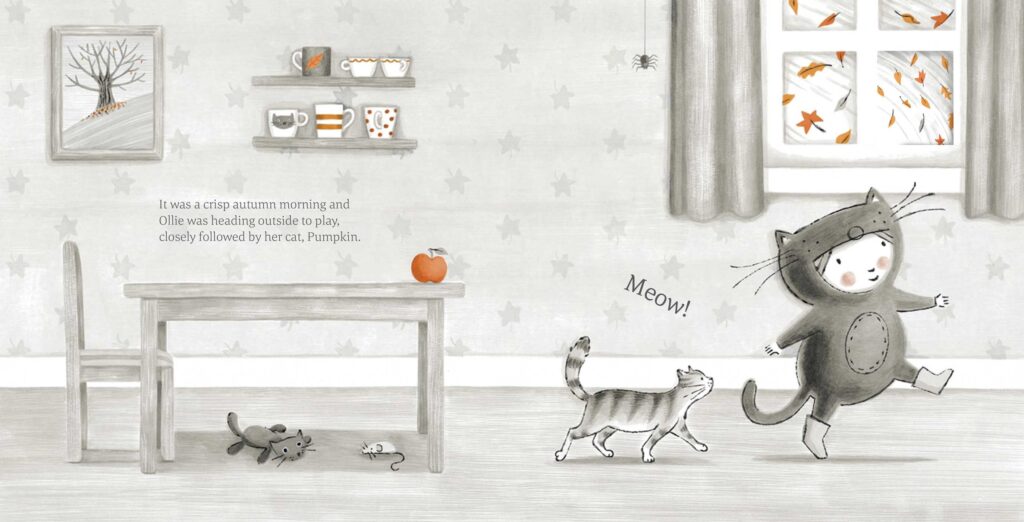 The Little Kitten is a gorgeously illustrated seasonal book on fall. Between the orange of the leaves and the die cut art you can almost smell the chill in the air. 