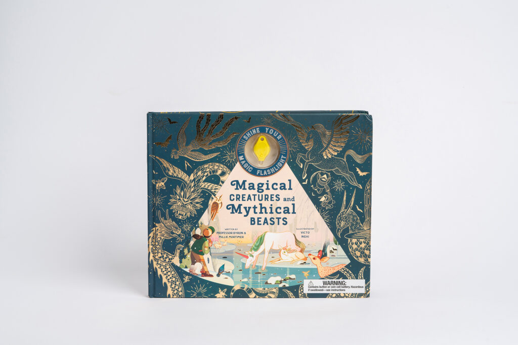 Magical Creatures and Mythical Beasts is a book that shows you worldwide mythical creatures when the supplied UV light is shown on the pages.