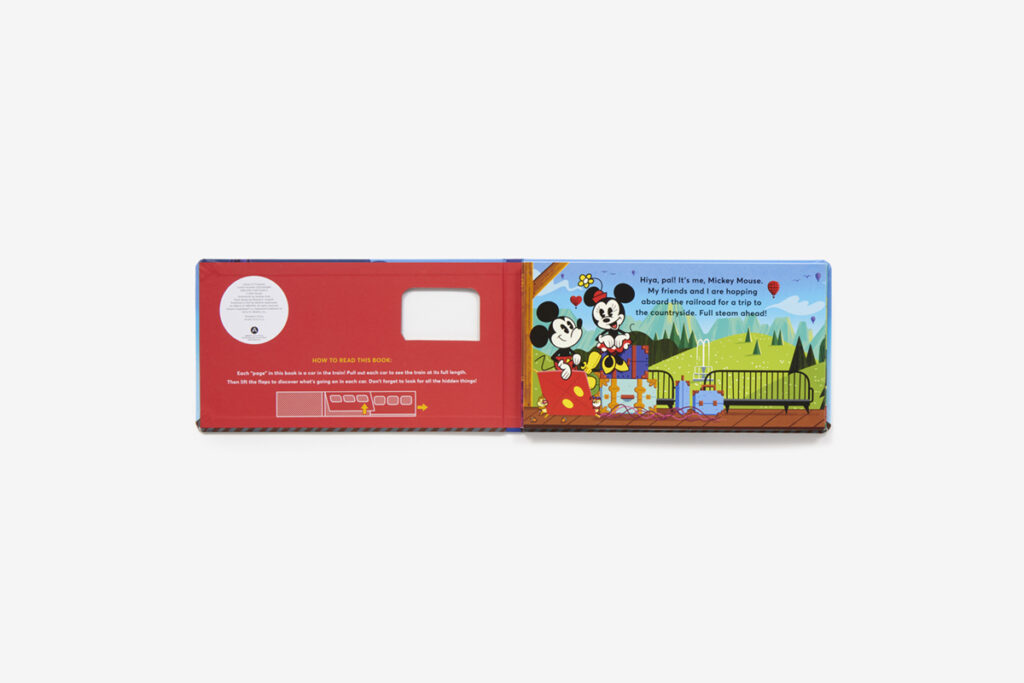 Disney All Aboard! Mickey’s Railway folds out to over three-feet long and is a durable, colorful trip for kids four and up.