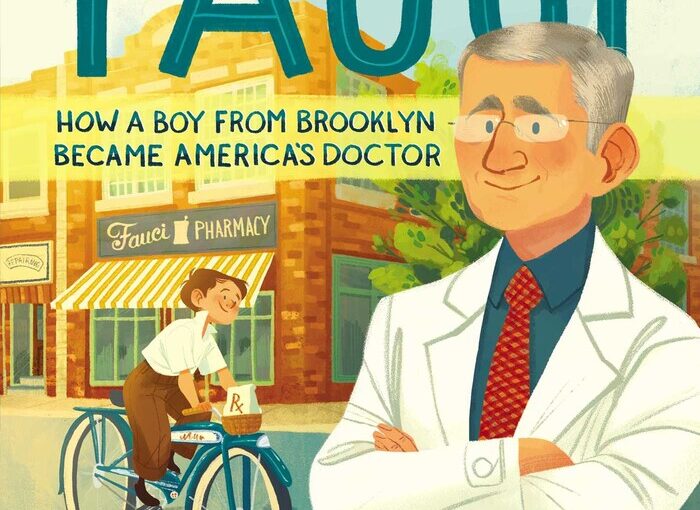 Dr. Fauci, an illustrated book with background and keeps it straight