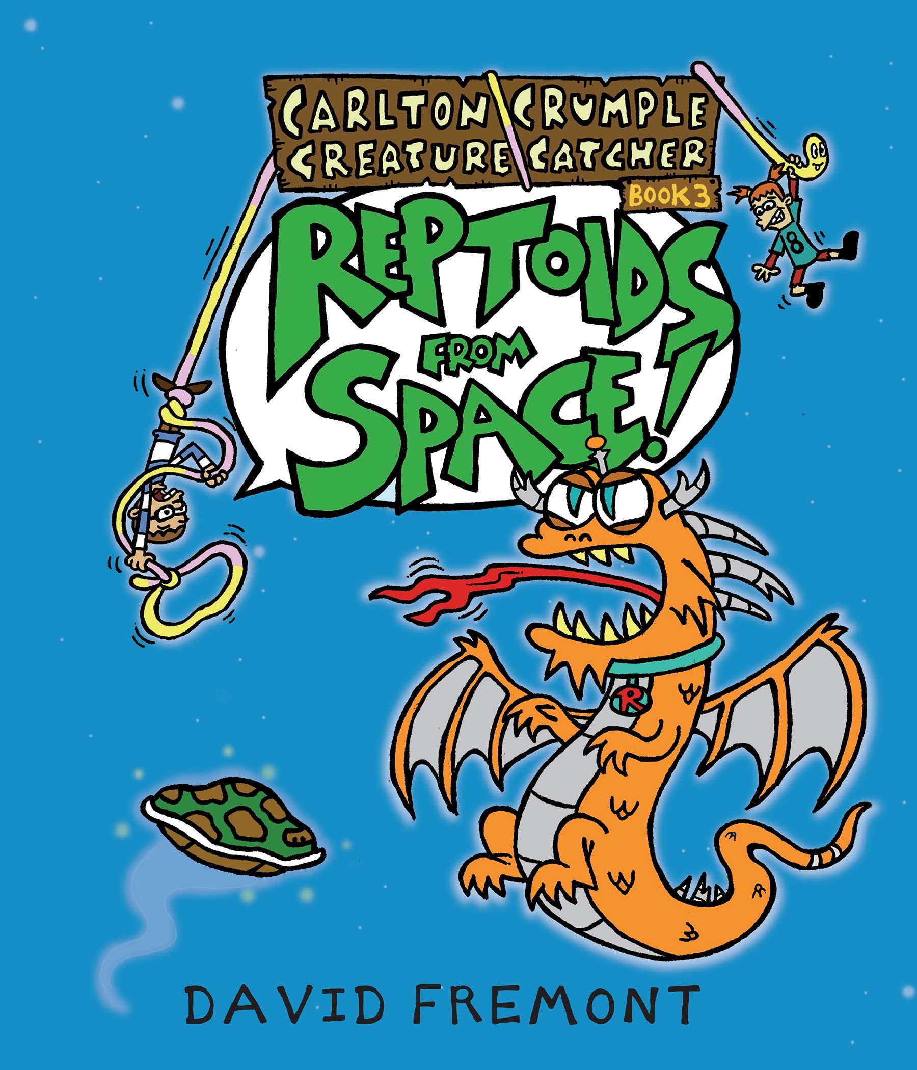 Reptoids From Space is the third book in the Carlton Crumple Creature Catcher graphic novel series for second through fifth grade.