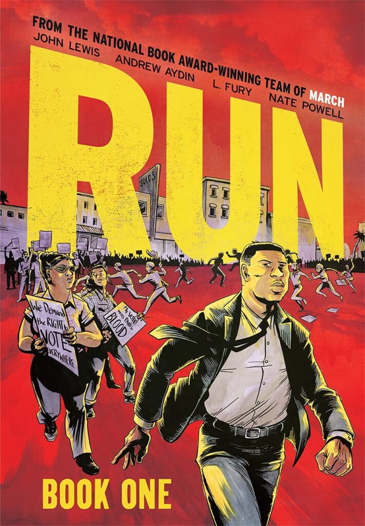 Run, Book One picks up where the March graphic novel series ended. It’s the powerful start of John Lewis’ life in leadership and the events that took him there. 