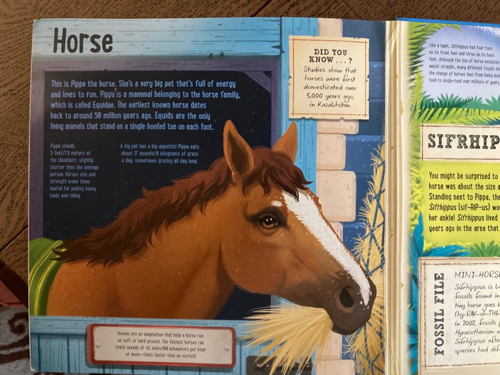 Prehistoric Pets is a pop-up book where the art starts the trip, but the text takes the reader further due to all of the details.