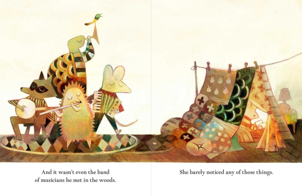 Mina is an illustrated book for ages four an up that dances between gorgeous art, concise words, great story and big smiles.