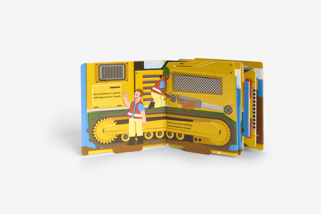 What’s Up Construction Truck? is from the pop-up genius of Matthew Reinhart, this time creating a 3-D bulldozer from the pages of a board book.