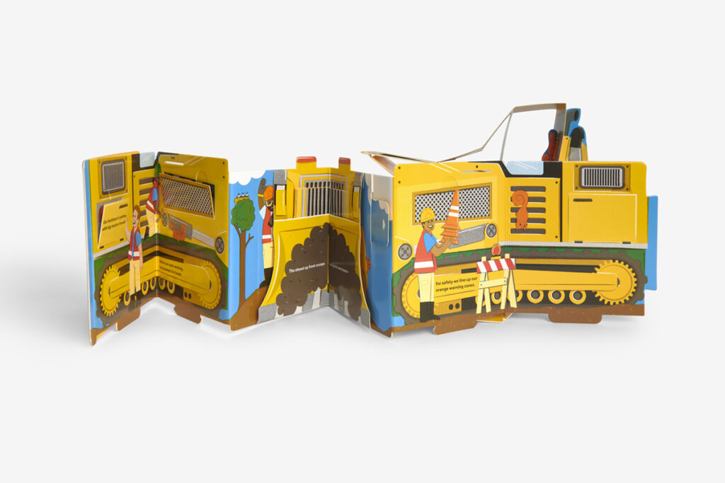 What’s Up Construction Truck? is from the pop-up genius of Matthew Reinhart, this time creating a 3-D bulldozer from the pages of a board book.