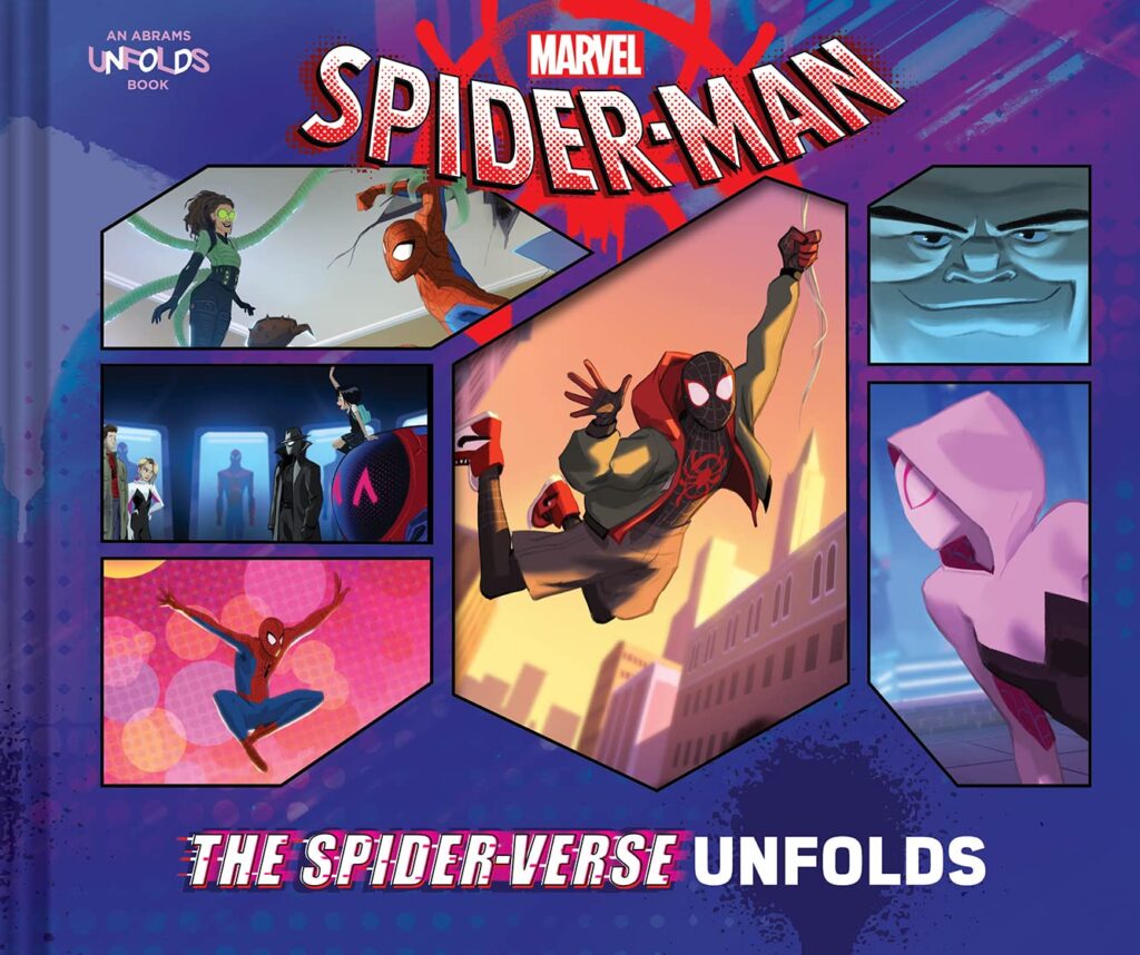 The Spider-Verse Unfolds is an accordion-style pop-up book for pre-k kids and older to dive into the world of Miles Morales, Spider-Man.