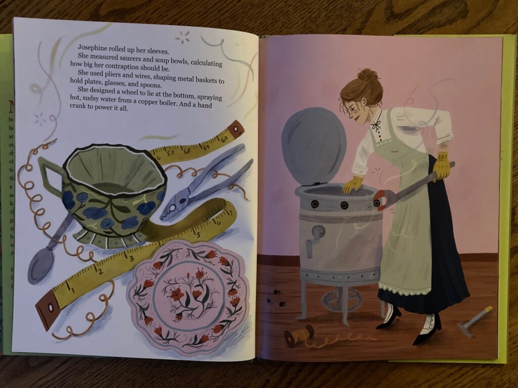 Josephine and Her Dishwashing Machine is an illustrated book that examines the inventor of an appliance most of us use daily, but know nothing about its origin.