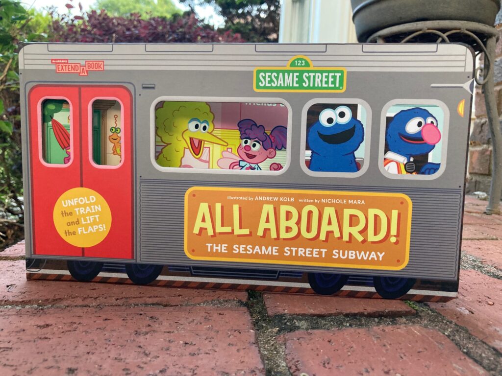 All Aboard! The Sesame Street Subway is an Abrams Extend-A-Book and stretches out the pages to where those who love Big Bird can ride along in a book that they’ll love.