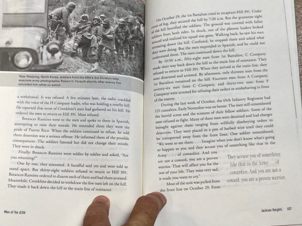 Men of the 65th is a non-fiction look at this Puerto Rican regiment that served heroically but was castigated due to prejudice.