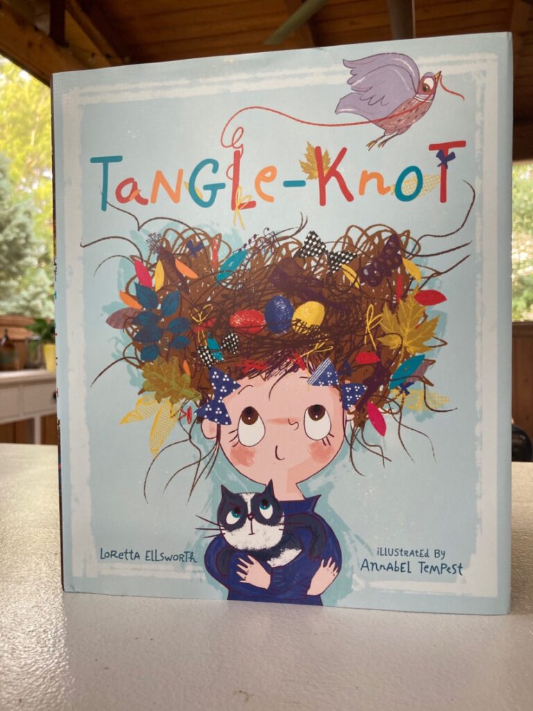 Tangle-Knot is an illustrated book that’s full of big, silly laughs about a girl whose hair is so unkempt that a bird comes to live in it, but it also teaches something.