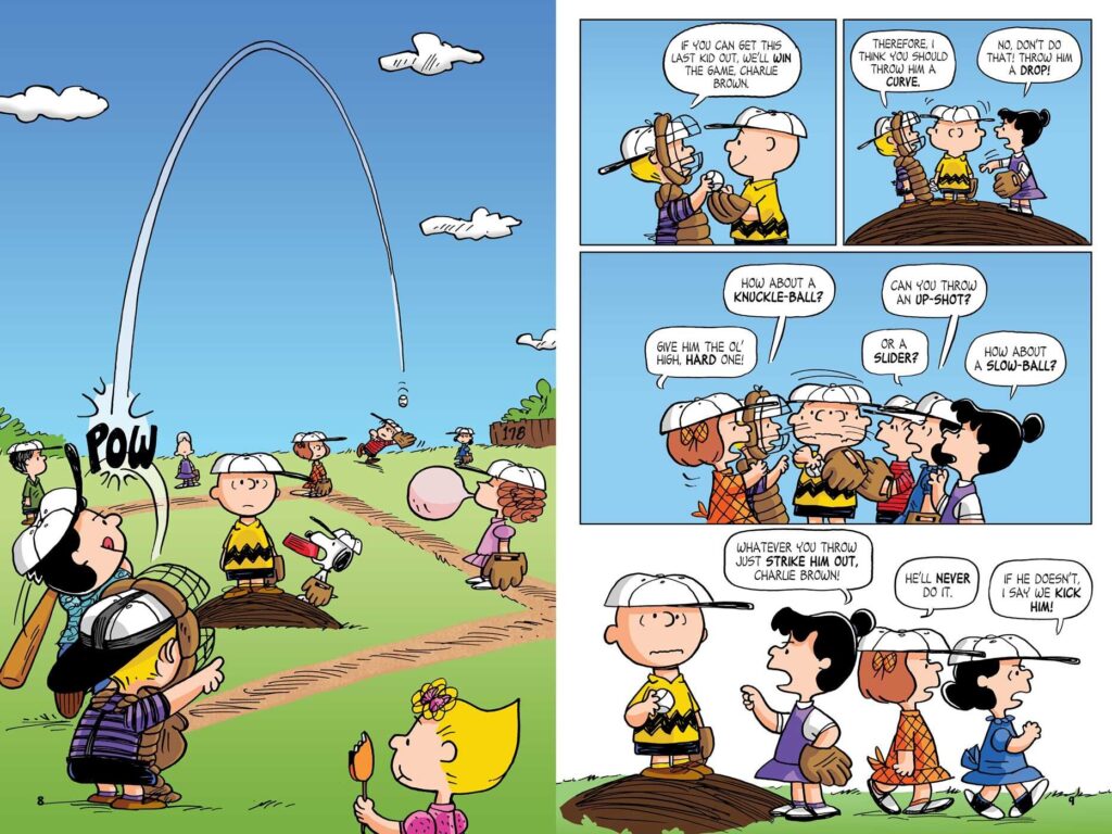 Batter Up, Charlie Brown! is a Peanuts graphic novel that collects six new stories, some classic Sunday strips and reminds ages eight and up why it’s one of the best.