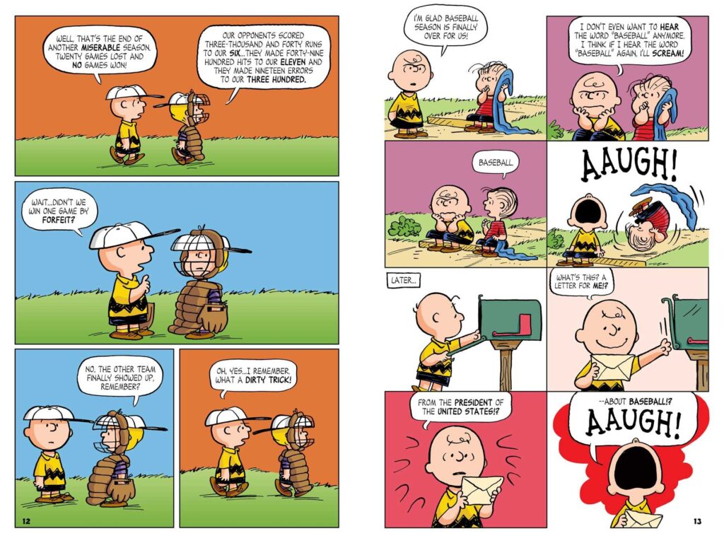 Batter Up, Charlie Brown! is a Peanuts graphic novel that collects six new stories, some classic Sunday strips and reminds ages eight and up why it’s one of the best.