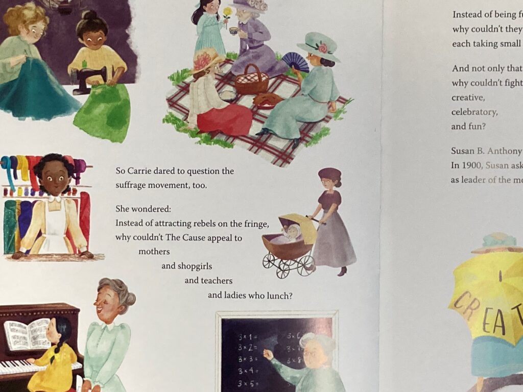 Dare to Question is an illustrated book on women’s right to vote that speaks on a level that early elementary will understand and maybe build their own questions.