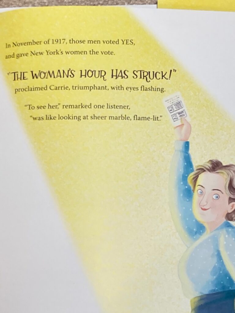 Dare to Question is an illustrated book on women’s right to vote that speaks on a level that early elementary will understand and maybe build their own questions.