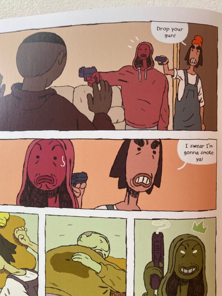 All Talk is a graphic novel for high school ages that unflinchingly looks at gangs, acting tough and the results that follow.