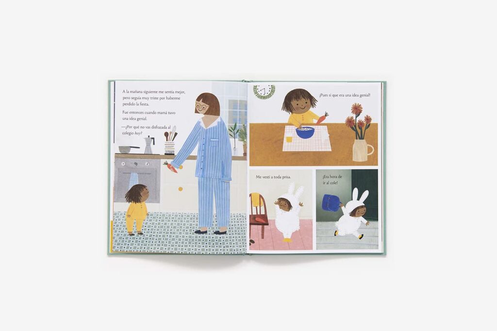 Dia de Disfraces is a charming illustrated book in Spanish about dressing up and being yourself, even when others aren’t with you.